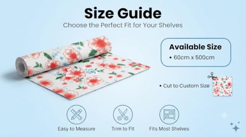 Image of Dribble (60cm X 500cm) Eva Shelf Liner Mat Roll, Non Slip Drawer & Cabinet Liner for Kitchen, Waterproof Oilproof Washable Fridge Mat, Anti Skid Multipurpose Mat (Spring Lavender Red)