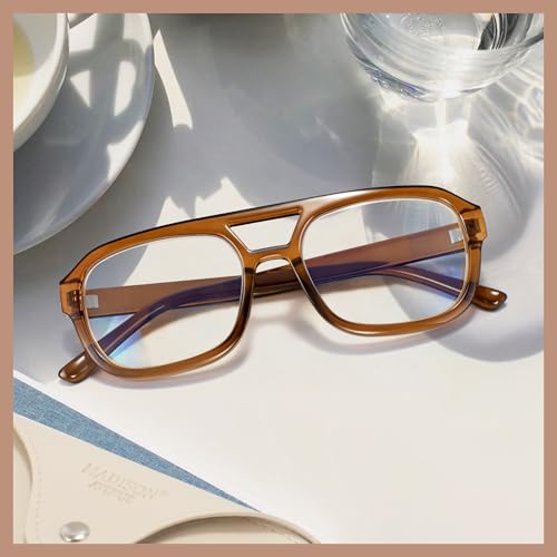 Image of Madison Avenue Retro Aviator Blue Light Glasses for Women Men