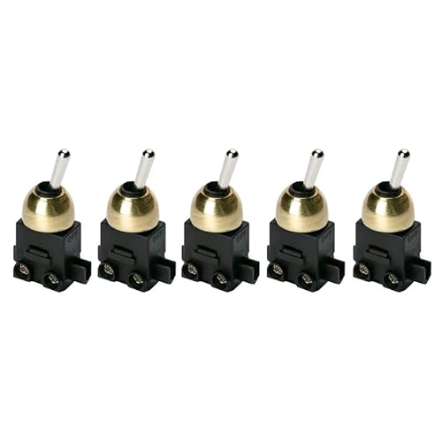 ORION LIGHTSTYLE 5x Einbauschalter Kippschalter 5 Stück ON/OFF Ein/Aus 250V Leuchten 1polig 2(1) A LS-2 gold Lampen Tischlampen Wandleuchten (Messing)