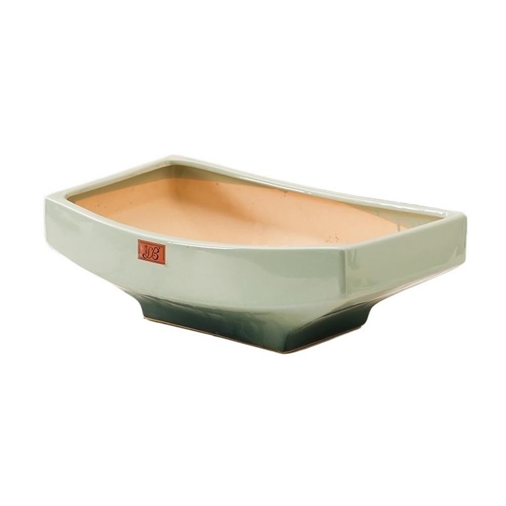 Z4T8M2K6G5 Indoor Plant Pots Chinese Style Simple Rectangular High Footed Large-diameter Green Plant Landscape Pot Ceramic Flowerpot with Drainage Hole Garden Planters