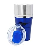 Ford Mustang Tumbler, Double Wall Copper Vacuum Insulated Travel Mug with Lid, 20 Ounces, Blue