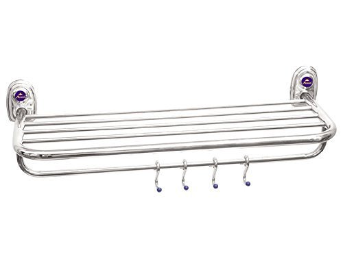 FORTUNE 24 Inch Stainless Steel Royal Towel Rack with Hooks for Bathroom, Towel Stand, Towel Hanger, Bathroom Accessories for Homes, Hotels- Chrome Finish (2 Feet) (B01MQKJUXC) Amazon Price History, Amazon Price Tracker