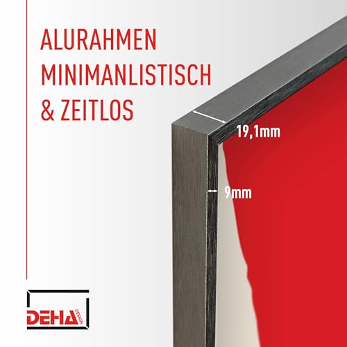 DEHA Design Bilderrahmen, 21 x 29,7 cm (A4), Aluminium, Grau matt, Dokumentenrahmen zum Aufhängen im Hoch- & Querformat, bruchsicheres Kunstglas, Tribeca