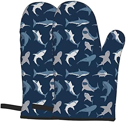 Fish Oven Mitts/Gloves 1 Pair, for Home Kitchen Cooking Baking BBQ for Women/Men,Navy Blue