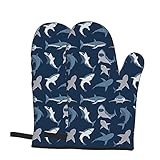Fish Oven Mitts/Gloves 1 Pair, for Home Kitchen Cooking Baking BBQ for Women/Men,Navy Blue