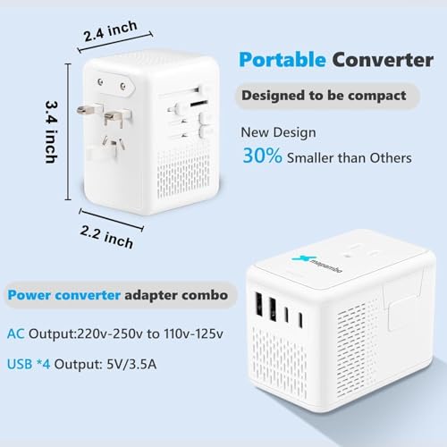 Mapambo 220V To 110V Voltage Converter Us To Europe For Hair Dryer With 2 Usb Port 2 Usb C International European Universal Travel Adapter Worldwide Step Down Power Converter Plug Combo thumb #4