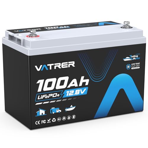 Image of 12V 100AH Built-in 150A BMS Trolling Motor LiFePO4 Lithium Battery with 1920W, VATRER POWER Rechargeable Deep Cycle LiFePO4 Battery, for Trolling Motors Boat Marine Off-Grid Solar Camping, etc.