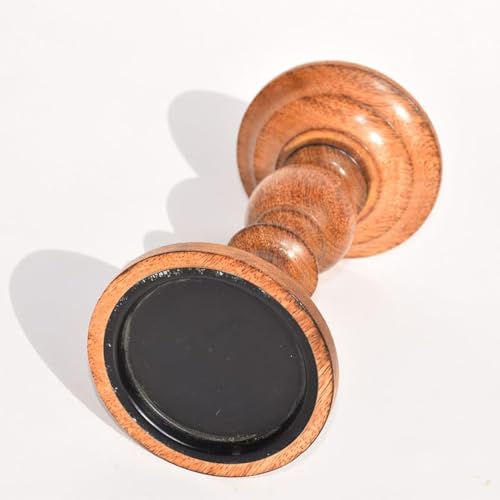 Image of Pure Source India Wooden Candle Holder for Pillar Candles, Natural Mango Wood Vintage Style 8 inch Tall Candle Stand for Fireplace Dining Table Centrepiece, Decorative Item for Home