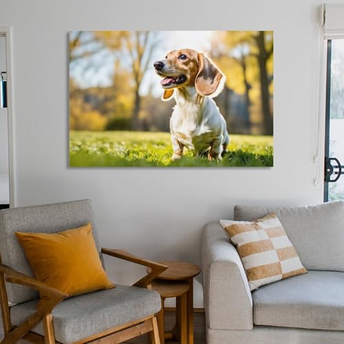 Impression sur toile teckel 60x90cm pour decoration murale esthetique