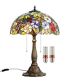  Five liters 16 pouces Vintage rustique belle fleur de raisin coloré verre Tiffany style lampe de table lampe de chambre lampe de chevet lampe pour enfants