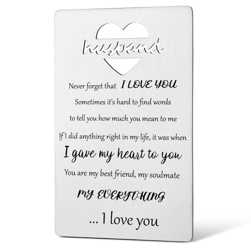 I Love You Engraved Wallet Card For Husband Gift from Wife,Happy Birthday Husband Gifts Ideas,Husband Christmas Wedding Valentines Father's Day Gift VCD132