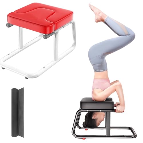 Banco de yoga con reposabrazos, banco de inversión para aliviar la fatiga, fitness y entrenamiento de fuerza, capacidad de peso, incluye esterilla de yoga
