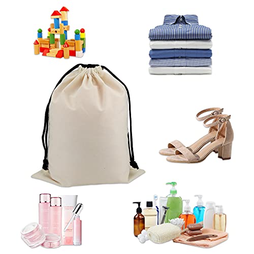 Set Of 6 Cotton Travel Portable Shoes Storage Bags Organizer With Drawstring 6Pcs S Size 15 X 11.5 Inches (38 X 29Cm) #TOP5
