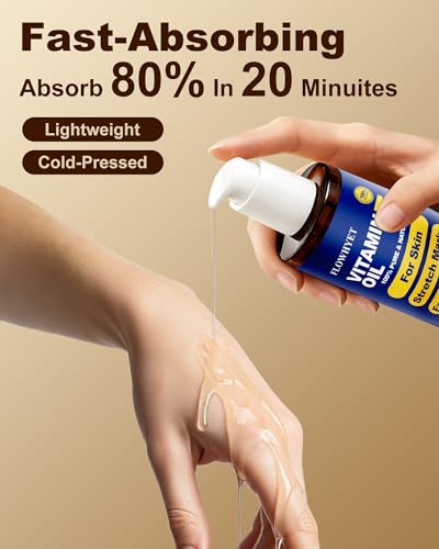 FLOWHYET Pure Vitamin E Oil for Skin 10 fl oz, Organic Lightweight Vitamin E Oil for Scar, Stretch Marks, Fast-Absorbing Body Oil Moisturizing and Firming Skin, Cold Pressed-300ml — view 2