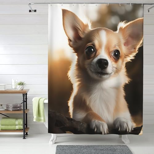 Rideau de douche imperméable chihuahua pour éviter l'eau sur le sol - 6