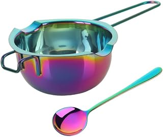 Buyer Star Stainless Steel Melting Pot, 400ml Boiler Pot for Melting Chocolate, Butter, Cheese, Caramel and Soap Making (Rainbow no.0)