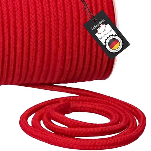 Turnbeutelliebe® Cordón de algodón de 8 mm, color rojo, resistente para manualidades, por metros, cuerda de algodón gruesa para bolsas de gimnasio, bolsos y pantalones, cordón trenzado que se puede