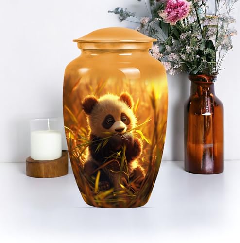 Image of Personalized Panda - Cremation Urn for Ash - Ash Urns for Human - 10 Inch - Large with Velvet Bag - Memorial Urn for Mom & Dad - Burial Urns - Human Remain Urn - Decorative Urns for Ashes