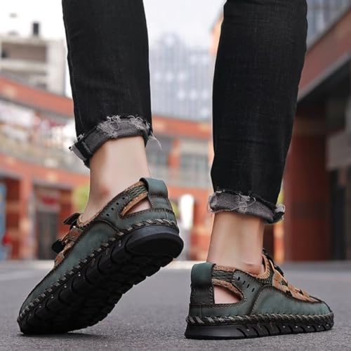 Men's Sandals Closed Toe Mesh Splicing Outdoor Leather Sandals4
