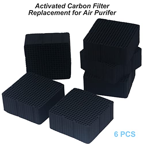 ENOMAKER Replacement Carbon Filters Activated Charcoal Block Parts Resin Air Purifier Charcoal Cube Ultra-Absorption Honeycomb for ELEGOO Anycubic Mini Air Filter LCD DLP Resin 3D Printer(Pack of 6)