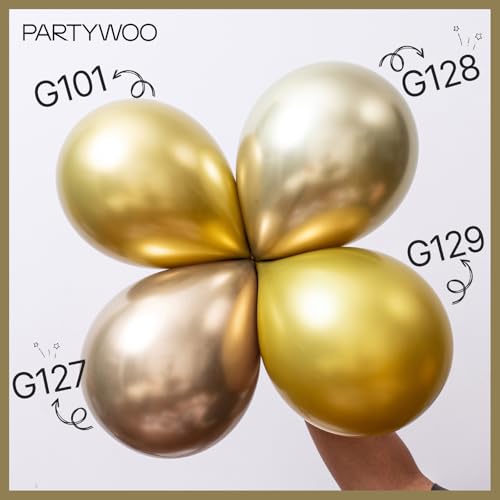 Image of PartyWoo Metallic Gold Balloons 50pcs Chrome Gold Color 12 Inch | Balloons for Birthday Graduation Baby Shower Anniversary Wedding Bachelorette Christmas New Year Party Decorations Gold-G128