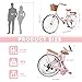 kaiwrxin 26 Inch Folding Beach Cruiser Bike for Women, 7-Speed Ladies Bike with Basket & Rack, Perfect for City Commuting's Bicycle, Ideal for Women and Adults (Pink, 26