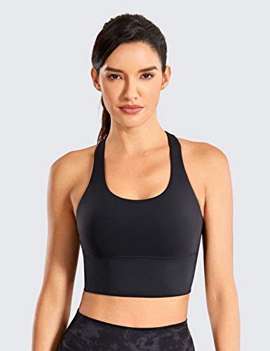 CRZ YOGA Strappy Longline Sports Bras for Women - Wirefree Padded Criss Cross Yoga Cropped Tank Tops2