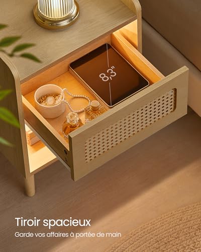 Table de Chevet Bohème multiprise USB, SONGMICS HOME