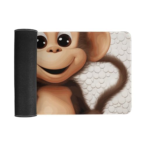 Alfombrilla grande para escritorio Cute Monkey blanca miniatura 3