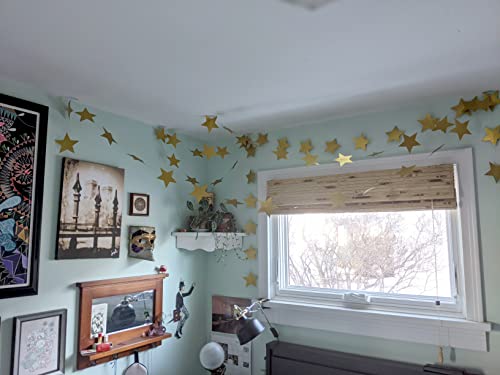 Honbay 2Pcs Double Side Glitter Paper Star Garland Christmas Galaxy Banner Christmas Garland - 4 Inch In Diameter,13 Feet Long / Pcs (Gold) #TOP5