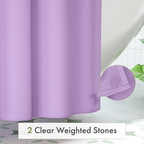 Image of Amazer Lavender Purple Shower Liner Cloth Waterproof, Soft Shower Curtain Liner Fabric with Weighted Stones, Washable Shower Curtain and Liner 2-in-1, 120G Heavy Duty, 12 Grommet Holes, 72 x 72 Inches