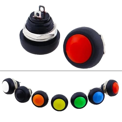 Mini botón pulsador PBS-33B interruptor de 12mm sin bloqueo de 2 pines redondo negro 5 piezas 2