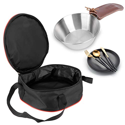 image for Hapivida Dishes Storage Bag, Camping Tableware Carrying Bag Round Croc