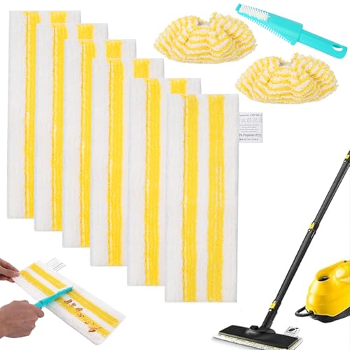 8 Piezas Accesorios Paño de Microfibra Compatibles con Karcher EasyFix SC1, SC2, SC3, SC4, SC5 Limpiador Vapor Kärcher Paños Vaporeta Repuesto Todo Tipo de Suelos +1 Raspador para Cabezal de Trapeador
