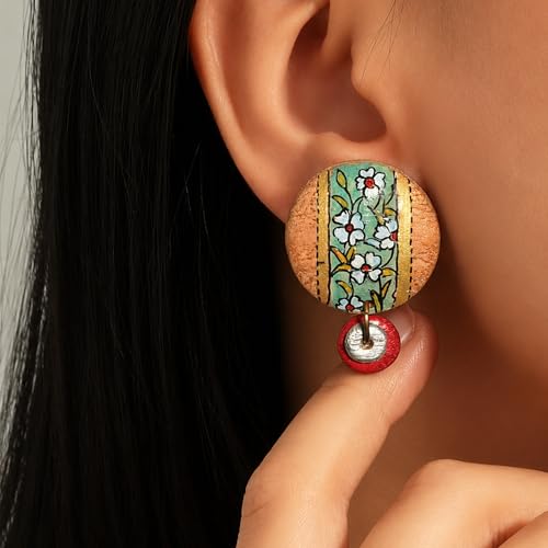 Image of Handcrafted Artistic & Tribal Earrings Collection for Women - Bohemian, Floral, Wooden & Ethnic Statement and Stud Designs
