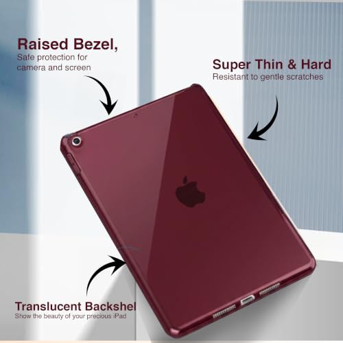 Image of MOCA Case for 10.2 inch iPad 9th 8th 7th Gen 10.2 inch iPads 2021 2020 2019 Launch A2603 A2604 A2605 A2270 A2428 A2429 A2430 A2197 A2198 A2200 Flip Cover (Burgundy, 10.2 inch iPad 9th 8th 7th Gen)