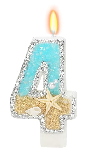 Elekfx Beach Starfish Number 4 Candle Beach Birthday Party Decorations