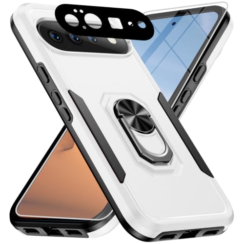 Bonkier for Google Pixel 11 Case [15 FT Military Grade Drop Protection] with Screen Protector & Lens Protector Heavy-Duty Shockproof Kickstand Case for Pixel 11 (White)