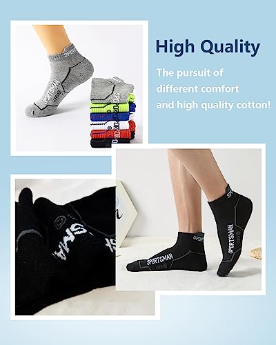 Mens Ankle Athletic Socks Running Socks Cotton Low Cut Breathable Cushioned Arch Support Casual Socks 6-12 (6 Pairs)3