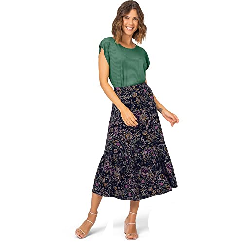 Saia Midi Estampada Rovitex Azul GG
