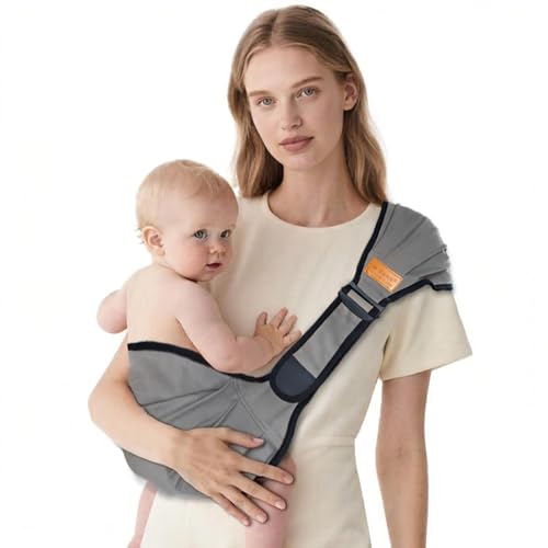Baby Sling Carrier,Baby Sling with Cushion,Toddler Carrier with Comfortable Sponge Cushion,Carrying 10-30 lbs(Grey)