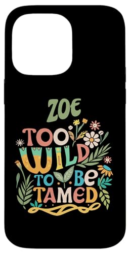 ZOE Name Cute Retro Girls Wildflower ZOE Name スマホケース iPhone 14 Pro Max 用