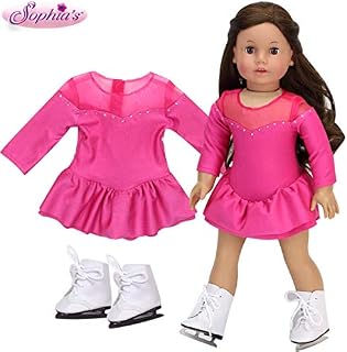 18 Inch Doll Skating Outfit | Magenta Ice Skating Gown & White Ice