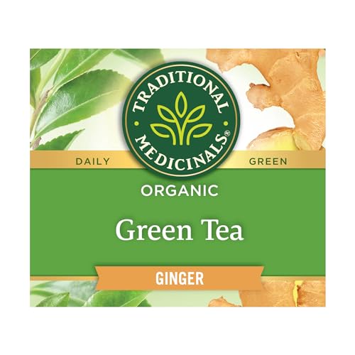 Traditional Medicinals Tea, Organic Green Tea Ginger, Promotes Healthy Digestion, 96 Tea Bags (6 Pack)