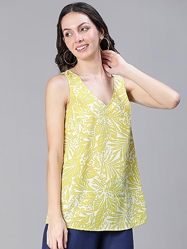 Image of oxolloxo Women Floral Print Sleevless Round Neck Top