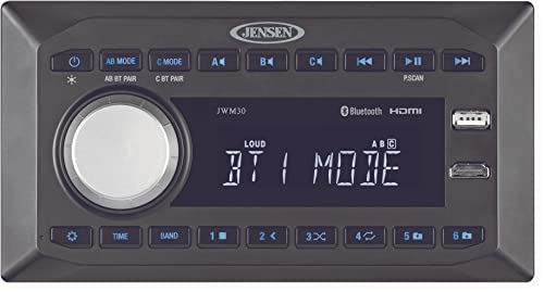Jensen Jwm30 Multisource 3-Zone Stereo, Black; 3 Speaker Zones (A/B/C); 6 Total Speaker Outputs; Dual Bluetooth With A2Dp/Avrcp Streaming Audio; Front Hdmi Input; Digital Am/Fm Tuner; Time/Alarm Clock #TOP18