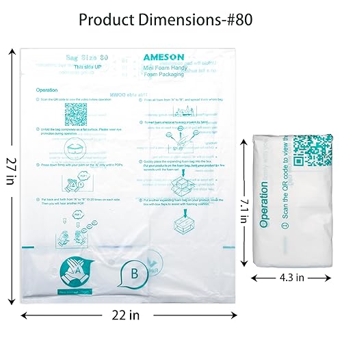 Expanding Foam Bag Quick for Shipping 40 Pack of 22\"x27\" Faster Foaming Better Shaping Handy Foam Room Temperature Packaging Bag #80 (40 PACK)