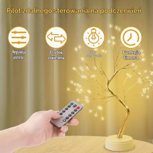 vsshe Led Light Tree, choinka ze srebrnymi gałęziami i 180 ciepłymi żarówkami i 8 trybami oświetlenia na domowe przyjęcie, wesele, Wielkanoc, dekoracja świąteczna (pilot zdalnego sterowania)