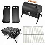 Barbecue a carbonella portatile, affumicatore doppio lato con camino, braciere esterno con...
