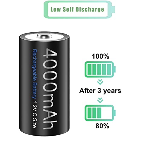 Palowextra Premium Rechargeable C Battery 6 Pack High Capacity 4000Mah 1.2V Nimh Batteries (C Size Batteries) #TOP2